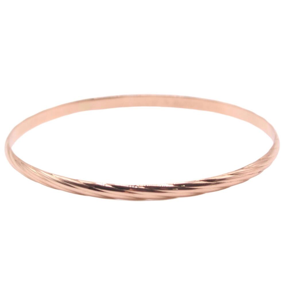 18kt Rose Gold Atasay Kuyumculuk Twist Cable Style Bangle Bracelet